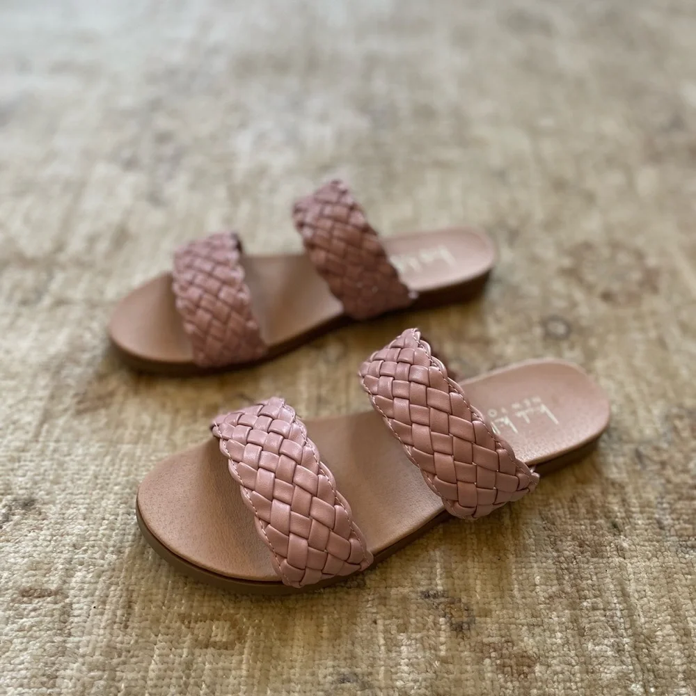 Nicole Miller, Braided Double Band Flat Sandals, Dusty Pink, Size 6 - Picture 8 of 10